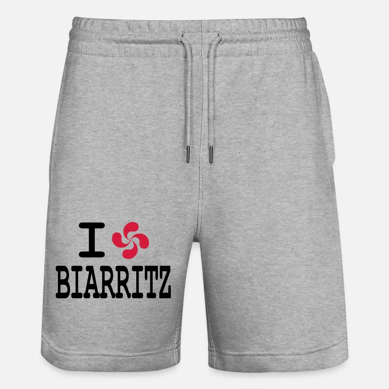 ich liebe Biarritz - lauburu - Stanley/Stella Unisex Bio Joggingshorts Trainer  - Grau meliert