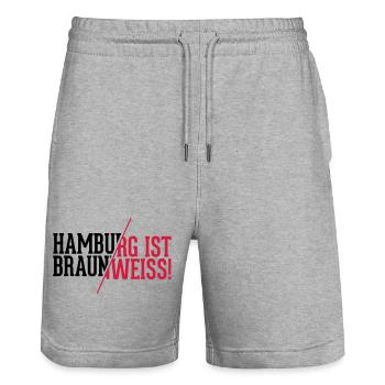 Hamburg ist braun weiß - St. Pauli T-Shirt - Stanley/Stella Unisex Bio Joggingshorts Trainer  - Grau meliert - Vorne - Nik (191cm) & Marisol (170cm)