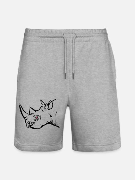 RHINO Rote Flamme - Stanley/Stella Unisex Bio Joggingshorts Trainer - Grau meliert