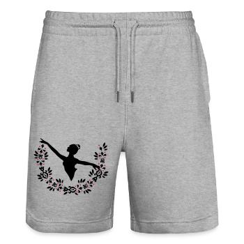 A ballerina and a wreath of leaves - Stanley/Stella Trainer Unisex Organic Jogging Shorts - heather grey - Front - Nik (191cm) & Marisol (170cm)