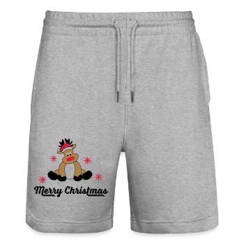 merry christmas - Stanley/Stella Trainer Unisex Organic Jogging Shorts - heather grey - Front - Nik (191cm) & Marisol (170cm)