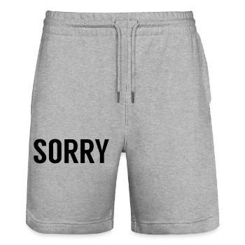 Sorry - Stanley/Stella Trainer Unisex Organic Jogging Shorts - heather grey - Front - Nik (191cm) & Marisol (170cm)
