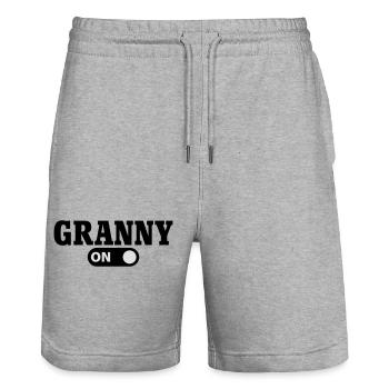 Granny on - Stanley/Stella Trainer Unisex Organic Jogging Shorts - heather grey - Front - Nik (191cm) & Marisol (170cm)