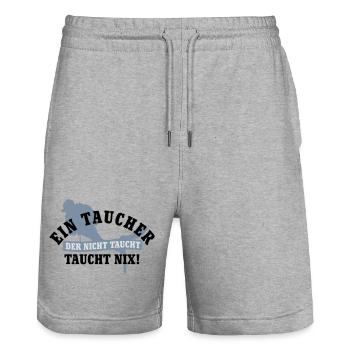 Ein Taucher der nicht taucht, taucht nix | Diver | - Stanley/Stella Trainer Unisex Organic Jogging Shorts - heather grey - Front - Nik (191cm) & Marisol (170cm)