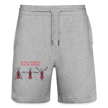 Exercice pour le weekend - Short de jogging bio TRAINER Stanley/Stella unisexe - gris chiné - Devant - Nik (191cm) & Marisol (170cm)