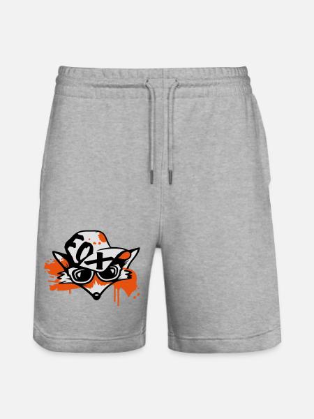 Fuchs mit Baseballkappe - Stanley/Stella Unisex Bio Joggingshorts Trainer  - Grau meliert