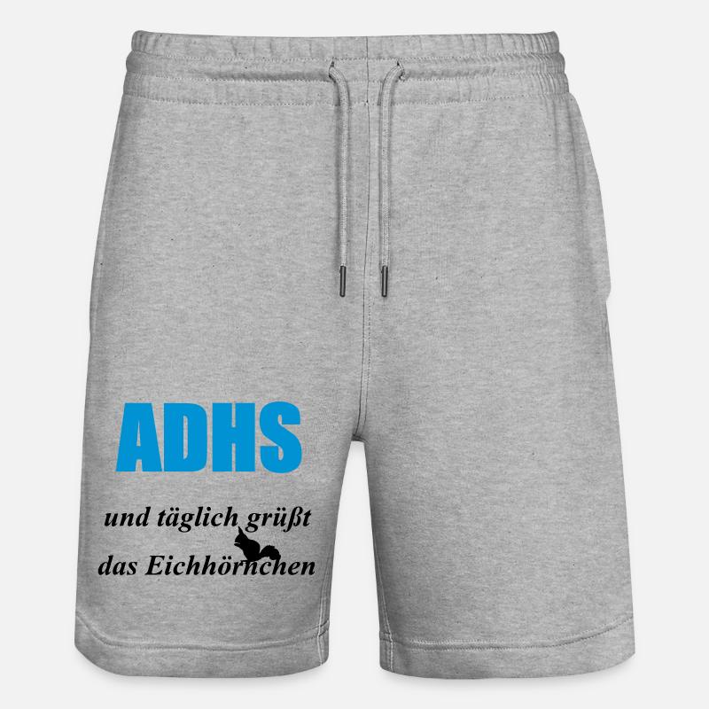 ADHS Eichhörnchen Geschenk - Stanley/Stella Unisex Bio Joggingshorts Trainer  - Grau meliert