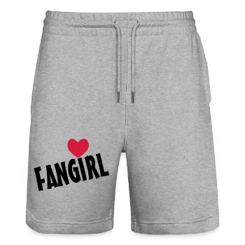 Fangirl - Stanley/Stella Trainer Unisex Organic Jogging Shorts - heather grey - Front - Nik (191cm) & Marisol (170cm)