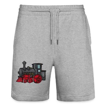 Kleine Lok - Stanley/Stella Unisex Bio Joggingshorts Trainer  - Grau meliert - Vorne - Nik (191cm) & Marisol (170cm)