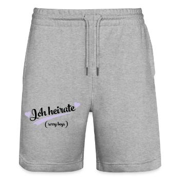 lustiger spruch - Stanley/Stella Unisex Bio Joggingshorts Trainer  - Grau meliert - Vorne - Nik (191cm) & Marisol (170cm)