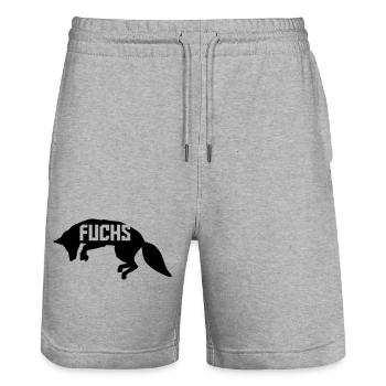 Fuchs im Sprung – Kawaii Cartoon Fox Tiermoti - Stanley/Stella Unisex Bio Joggingshorts Trainer  - Grau meliert - Vorne - Nik (191cm) & Marisol (170cm)
