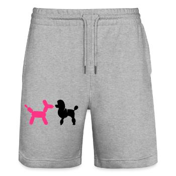 un caniche et un ballon-caniche - Short de jogging bio TRAINER Stanley/Stella unisexe - gris chiné - Devant - Nik (191cm) & Marisol (170cm)