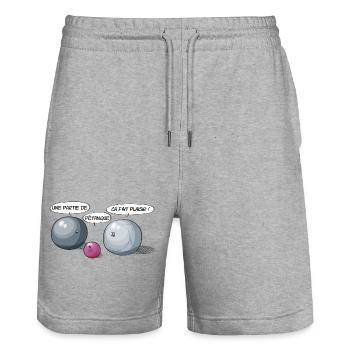 Une partie de pétanque - Short de jogging bio TRAINER Stanley/Stella unisexe - gris chiné - Devant - Nik (191cm) & Marisol (170cm)