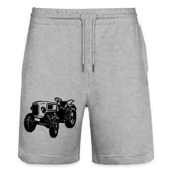 Traktor , Trecker , Landmaschine Traktoren , (25) - Stanley/Stella Unisex Bio Joggingshorts Trainer  - Grau meliert - Vorne - Nik (191cm) & Marisol (170cm)