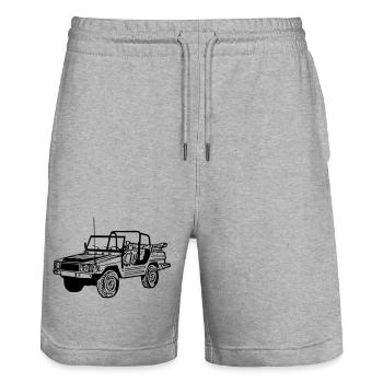 Offroad ,Geländewagen , 4x4 Fun , Kult , Auto (25) - Stanley/Stella Unisex Bio Joggingshorts Trainer  - Grau meliert - Vorne - Nik (191cm) & Marisol (170cm)
