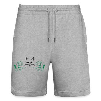 Katze zwischen Girlanden - Stanley/Stella Unisex Bio Joggingshorts Trainer  - Grau meliert - Vorne - Nik (191cm) & Marisol (170cm)