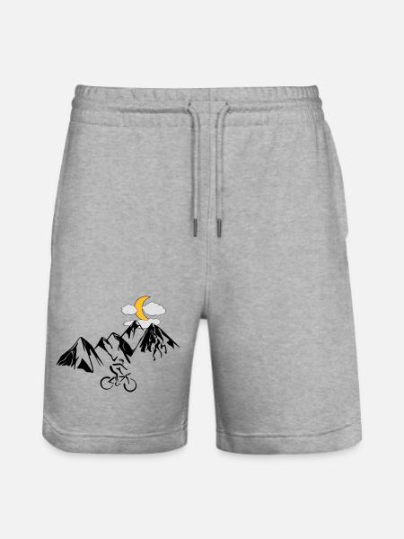 Mountain bikers with mountains - Stanley/Stella Trainer Unisex Organic Jogging Shorts - heather grey