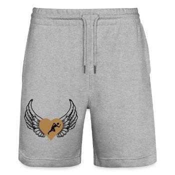 Jogger heart wings - Stanley/Stella Trainer Unisex Organic Jogging Shorts - heather grey - Front - Nik (191cm) & Marisol (170cm)