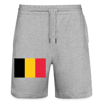 Belgique - Short de jogging bio TRAINER Stanley/Stella unisexe - gris chiné - Devant - Nik (191cm) & Marisol (170cm)