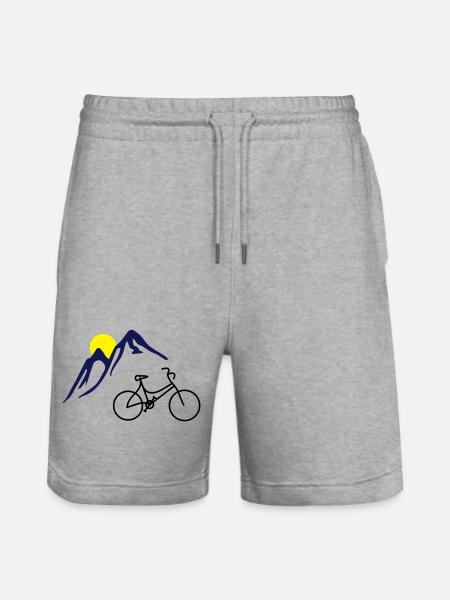 Fahrrad, Berge und Sonne - Stanley/Stella Unisex Bio Joggingshorts Trainer  - Grau meliert