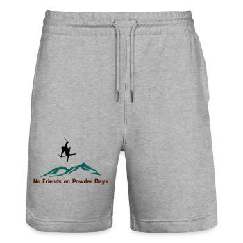 No. friends on Powder days - Stanley/Stella Trainer Unisex Organic Jogging Shorts - heather grey - Front - Nik (191cm) & Marisol (170cm)