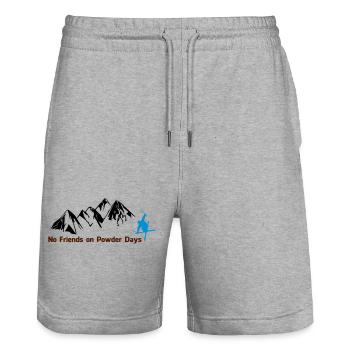No Friends on Powder Days / Ski Freeride - Stanley/Stella Unisex Bio Joggingshorts Trainer  - Grau meliert - Vorne - Nik (191cm) & Marisol (170cm)