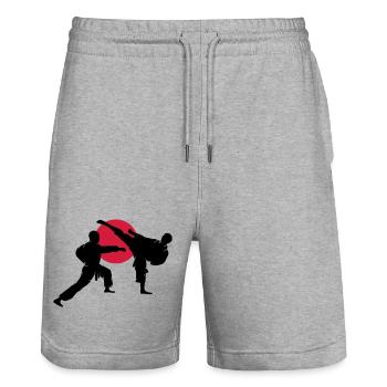 two karate fighter - Stanley/Stella Trainer Unisex Organic Jogging Shorts - heather grey - Front - Nik (191cm) & Marisol (170cm)