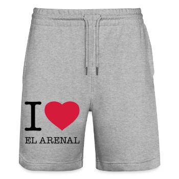 I LOVE EL ARENAL - Stanley/Stella Unisex Bio Joggingshorts Trainer  - Grau meliert - Vorne - Nik (191cm) & Marisol (170cm)