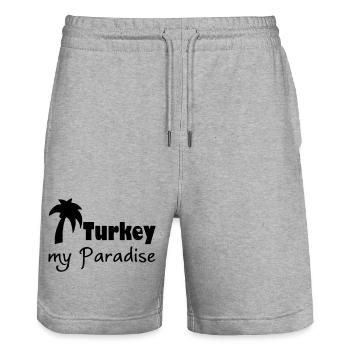 Turkey Paradise - Stanley/Stella Trainer Unisex Organic Jogging Shorts - heather grey - Front - Nik (191cm) & Marisol (170cm)