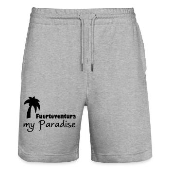 Fuerteventura Paradise - Stanley/Stella Trainer Unisex Organic Jogging Shorts - heather grey - Front - Nik (191cm) & Marisol (170cm)
