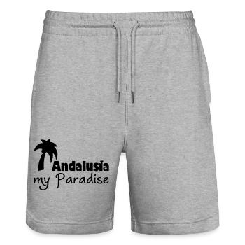 Andalusia Paradise - Stanley/Stella Trainer Unisex Organic Jogging Shorts - heather grey - Front - Nik (191cm) & Marisol (170cm)