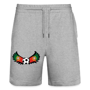 Fussball Portugal - Stanley/Stella Unisex Bio Joggingshorts Trainer  - Grau meliert - Vorne - Nik (191cm) & Marisol (170cm)