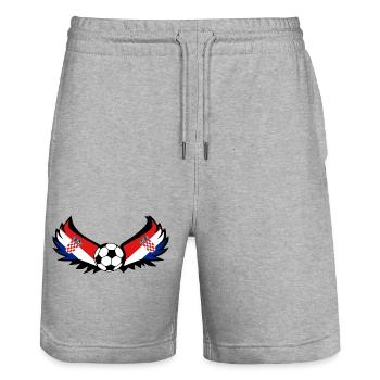 Fussball Kroatien - Stanley/Stella Unisex Bio Joggingshorts Trainer  - Grau meliert - Vorne - Nik (191cm) & Marisol (170cm)