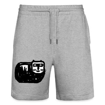 Schwarzweiße Katze Kontrastdesign - Stanley/Stella Unisex Bio Joggingshorts Trainer  - Grau meliert - Vorne - Nik (191cm) & Marisol (170cm)
