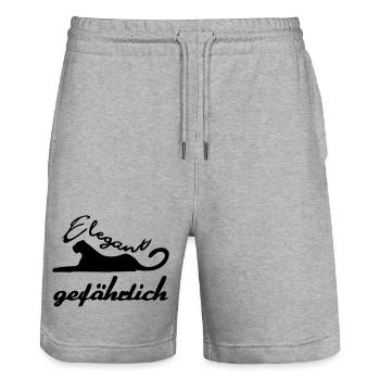 Elegant gefährlich Katze wild lustig Geschenk - Stanley/Stella Unisex Bio Joggingshorts Trainer  - Grau meliert - Vorne - Nik (191cm) & Marisol (170cm)
