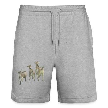 Chèvres de ferme - Short de jogging bio TRAINER Stanley/Stella unisexe - gris chiné - Devant - Nik (191cm) & Marisol (170cm)