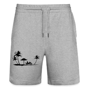 Beach - Stanley/Stella Trainer Unisex Organic Jogging Shorts - heather grey - Front - Nik (191cm) & Marisol (170cm)