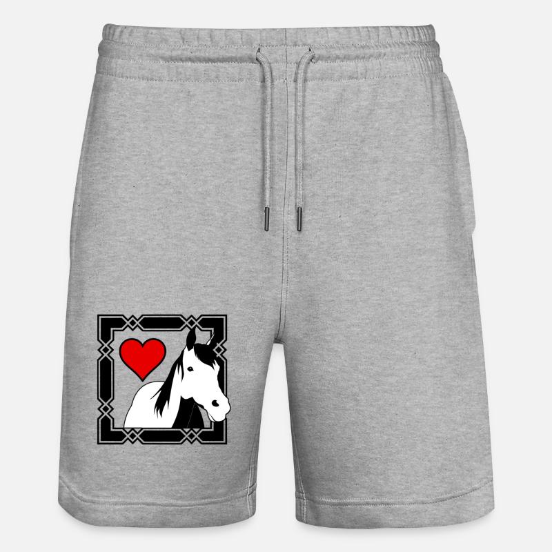L’amour de l’équitation de cavaliers cadeaux - Short de jogging bio TRAINER Stanley/Stella unisexe - gris chiné