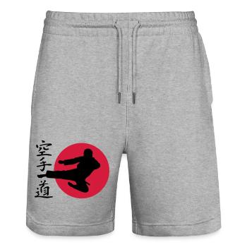Karate Yokotobigeri - Stanley/Stella Unisex Bio Joggingshorts Trainer  - Grau meliert - Vorne - Nik (191cm) & Marisol (170cm)
