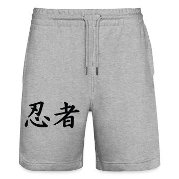 ninja - Stanley/Stella Trainer Unisex Organic Jogging Shorts - heather grey - Front - Nik (191cm) & Marisol (170cm)