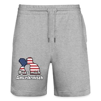 Küss mich Amerikanisch Geschenk - Stanley/Stella Unisex Bio Joggingshorts Trainer  - Grau meliert - Vorne - Nik (191cm) & Marisol (170cm)
