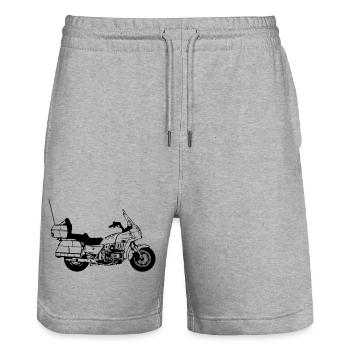 Motorrad , Goldwing , Chopper Kult (25) - Stanley/Stella Unisex Bio Joggingshorts Trainer  - Grau meliert - Vorne - Nik (191cm) & Marisol (170cm)