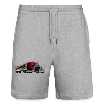 Truck - Stanley/Stella Unisex Bio Joggingshorts Trainer  - Grau meliert - Vorne - Nik (191cm) & Marisol (170cm)