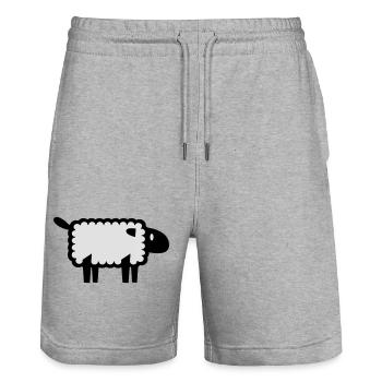 sheep - Stanley/Stella Trainer Unisex Organic Jogging Shorts - heather grey - Front - Nik (191cm) & Marisol (170cm)