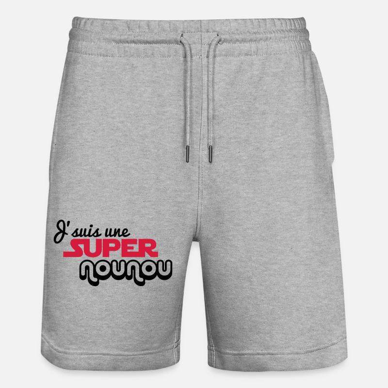Ich bin ein Super Nanny - Stanley/Stella Unisex Bio Joggingshorts Trainer  - Grau meliert