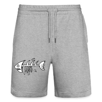 Skelettfisch im Kontrast - Stanley/Stella Unisex Bio Joggingshorts Trainer  - Grau meliert - Vorne - Nik (191cm) & Marisol (170cm)