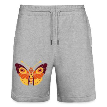 Butterfly (d) - Stanley/Stella Trainer Unisex Organic Jogging Shorts - heather grey - Front - Nik (191cm) & Marisol (170cm)