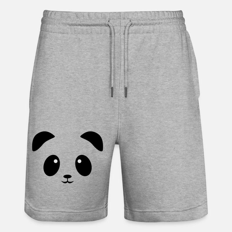 Panda Gesicht - Stanley/Stella Unisex Bio Joggingshorts Trainer  - Grau meliert