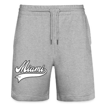 miami florida - Stanley/Stella Trainer Unisex Organic Jogging Shorts - heather grey - Front - Nik (191cm) & Marisol (170cm)