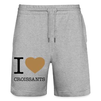 I LOVE CROISSANTS France Brötchen - Stanley/Stella Trainer Unisex Organic Jogging Shorts - heather grey - Front - Nik (191cm) & Marisol (170cm)